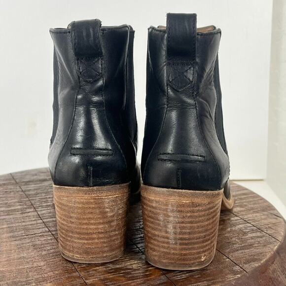 Madewell Boots Women's Size 8 Chelsea Black Leather The Frankie Pull On Heel - Picture 4 of 12